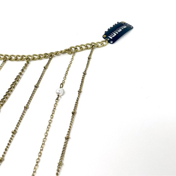 New Free People Rosario Chain Hair Piece Barrette Gold Pearls - Picture 7 of 8